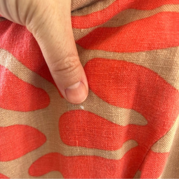 Donna Morgan Abstract Coral Dress Linen Tan 6 - Picture 3 of 7